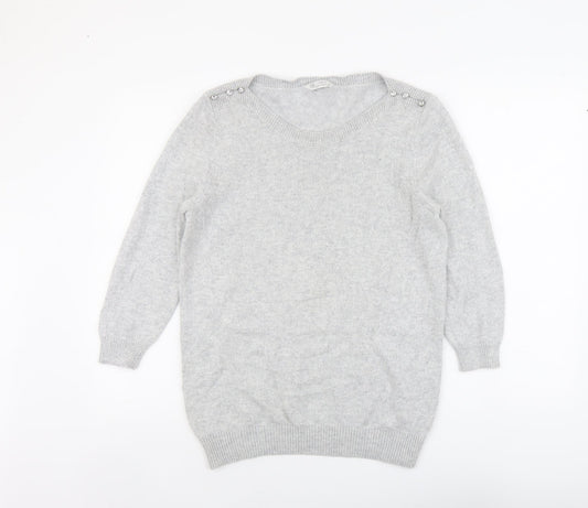 BHS Womens Grey Scoop Neck Viscose Pullover Jumper Size 14