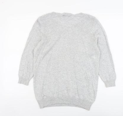 BHS Womens Grey Scoop Neck Viscose Pullover Jumper Size 14