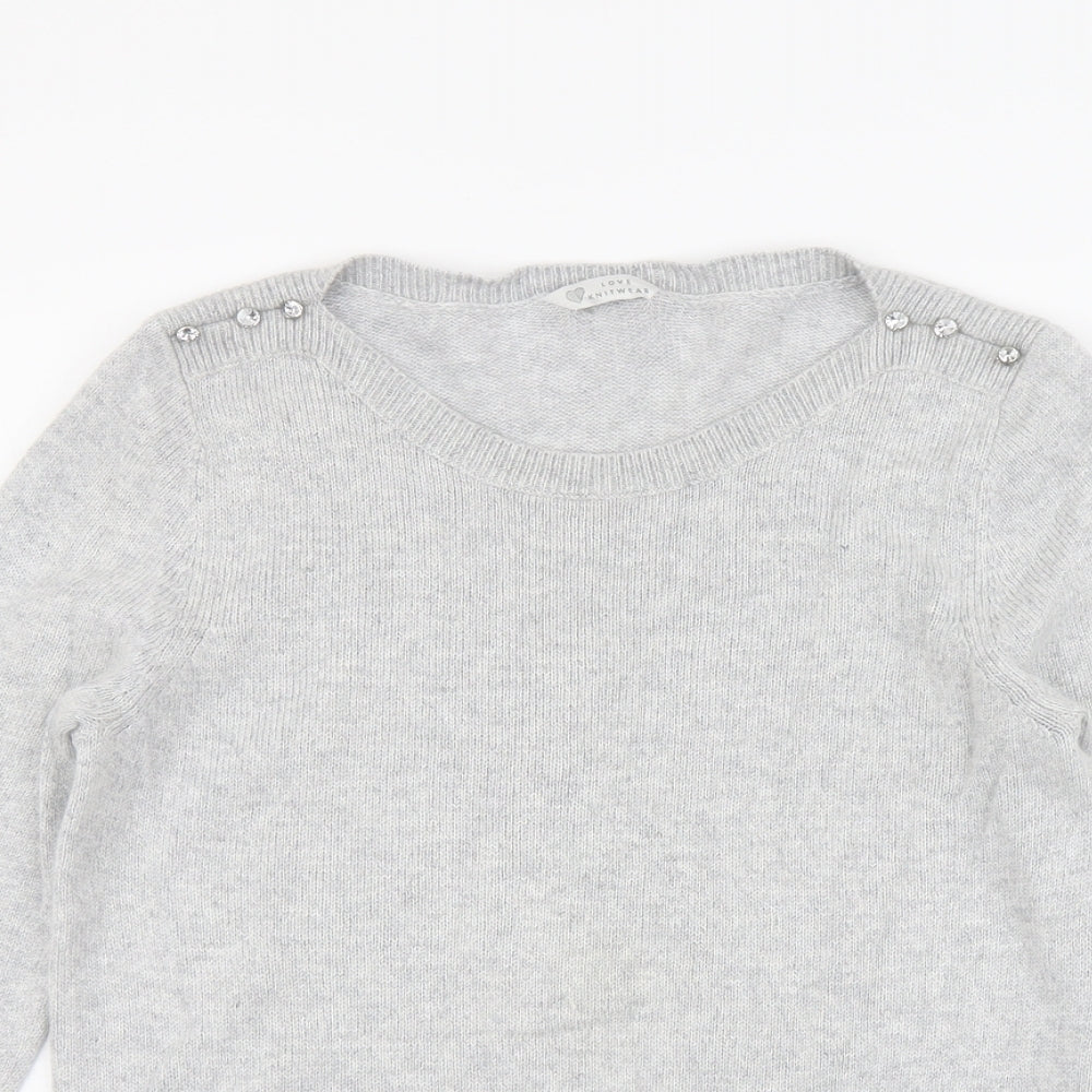 BHS Womens Grey Scoop Neck Viscose Pullover Jumper Size 14