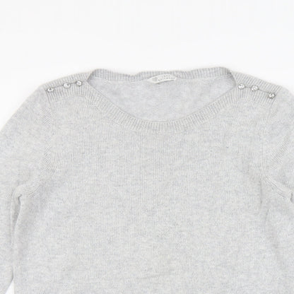 BHS Womens Grey Scoop Neck Viscose Pullover Jumper Size 14