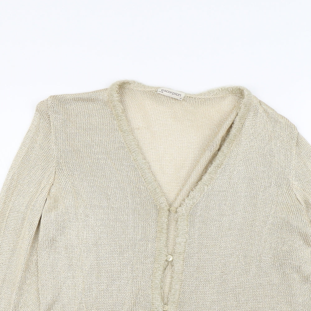 Womens UK Size M Escorpion Gold Cardigan Jumper