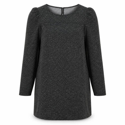 H&M Womens Black Polka Dot Polyester Shift Size S Round Neck Button