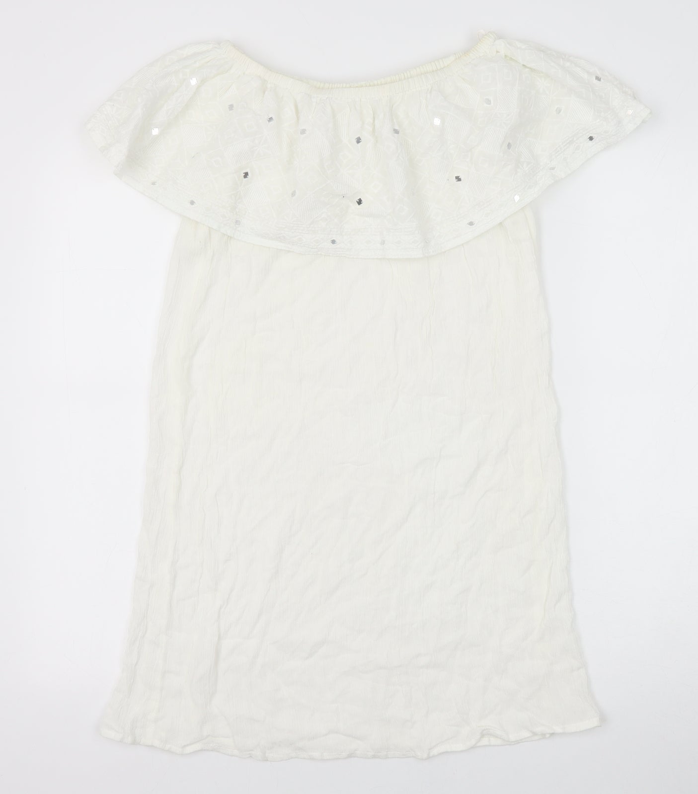 Accessorize Womens White Polyester A-Line Size XS Off the Shoulder Pullover