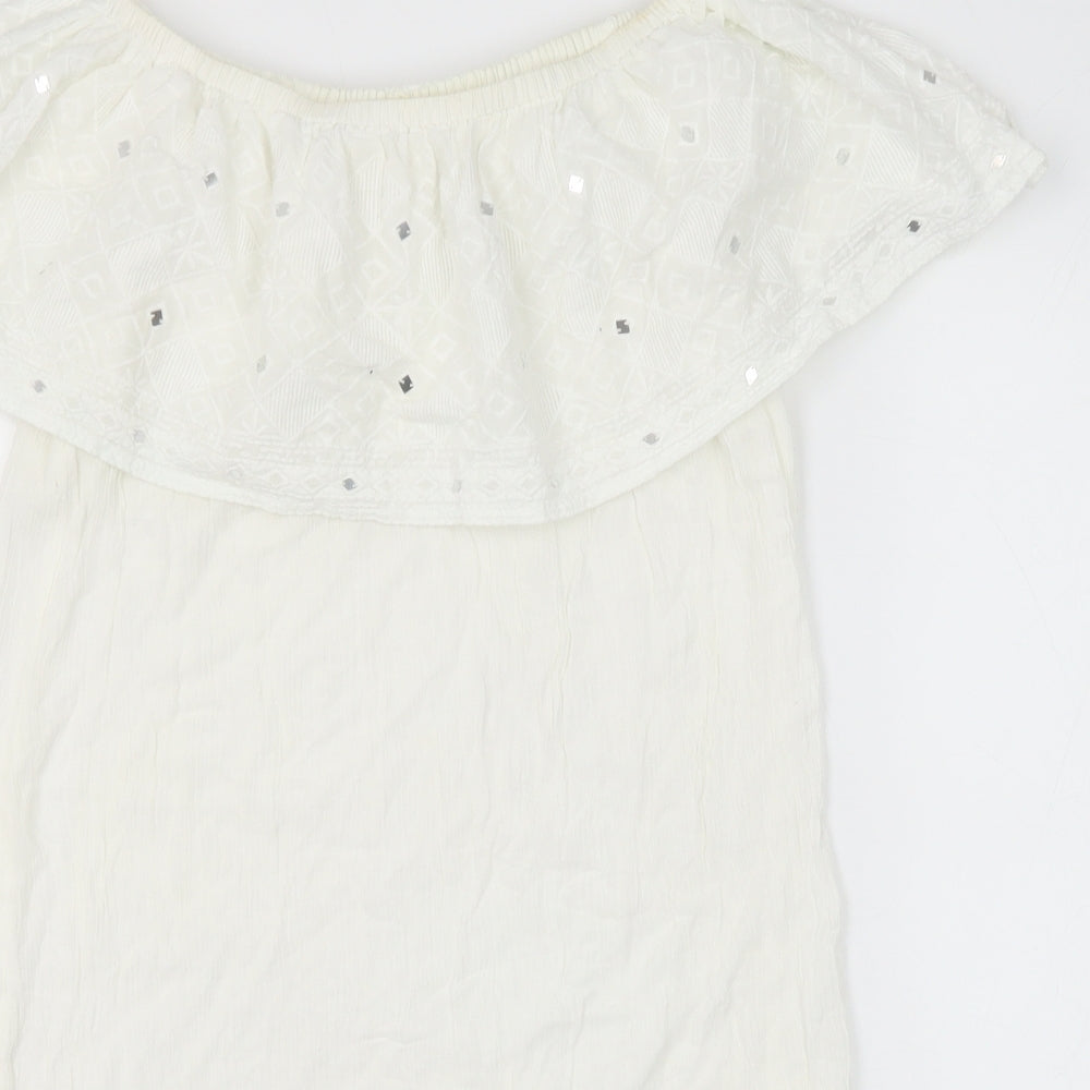 Accessorize Womens White Polyester A-Line Size XS Off the Shoulder Pullover