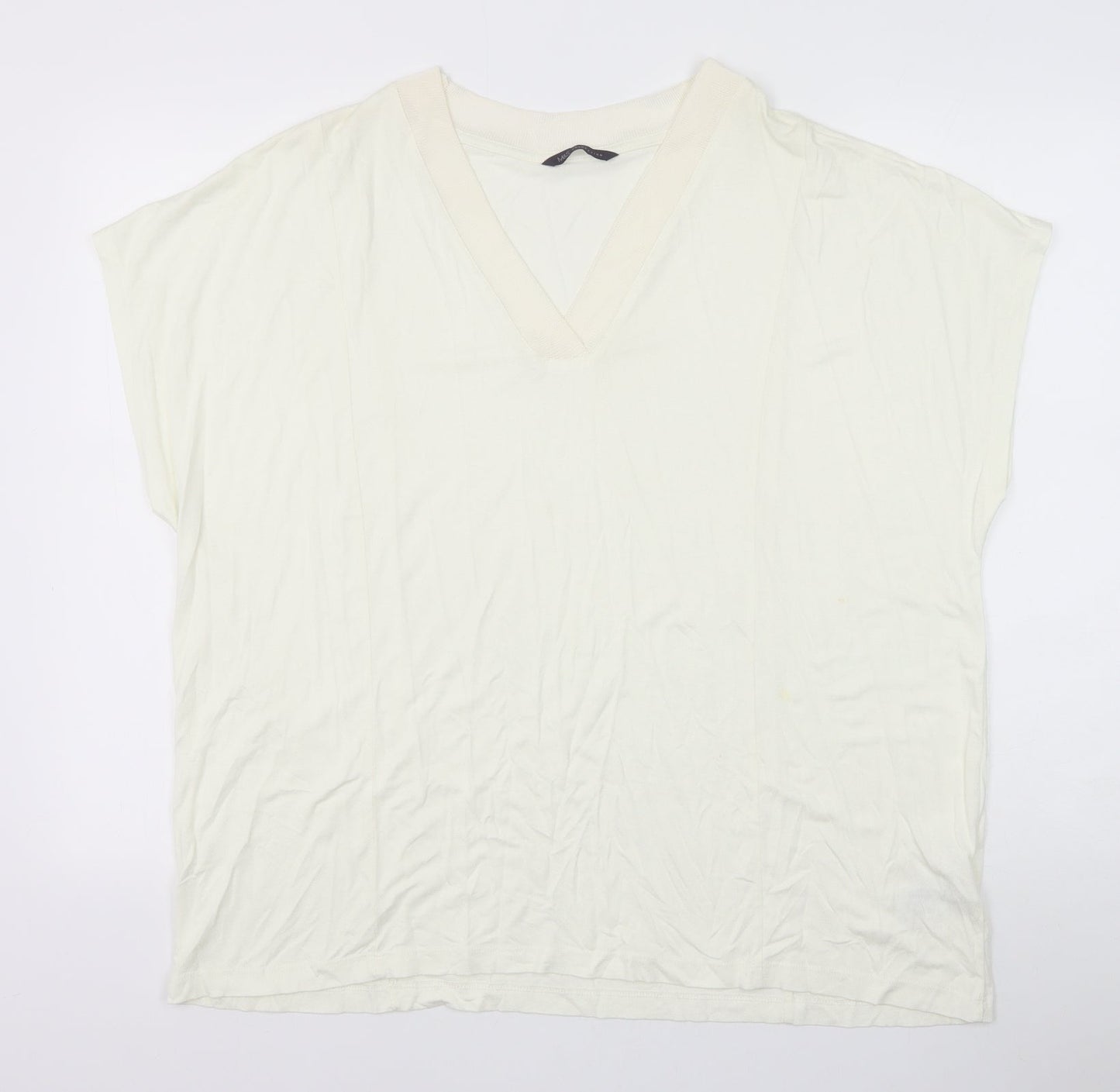 Womens UK Size 22 Marks and Spencer Ivory Basic T-Shirt