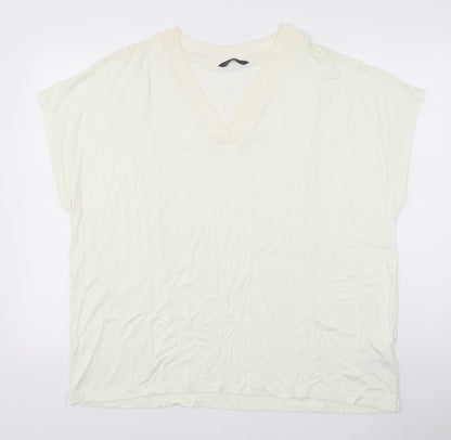 Womens UK Size 22 Marks and Spencer Ivory Basic T-Shirt