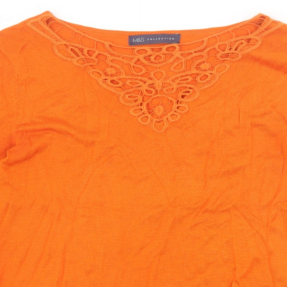 Womens UK Size 8 Marks and Spencer Orange Basic T-Shirt