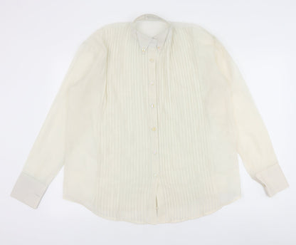 Tranali Womens Ivory Polyester Basic Button-Up Size S Collared
