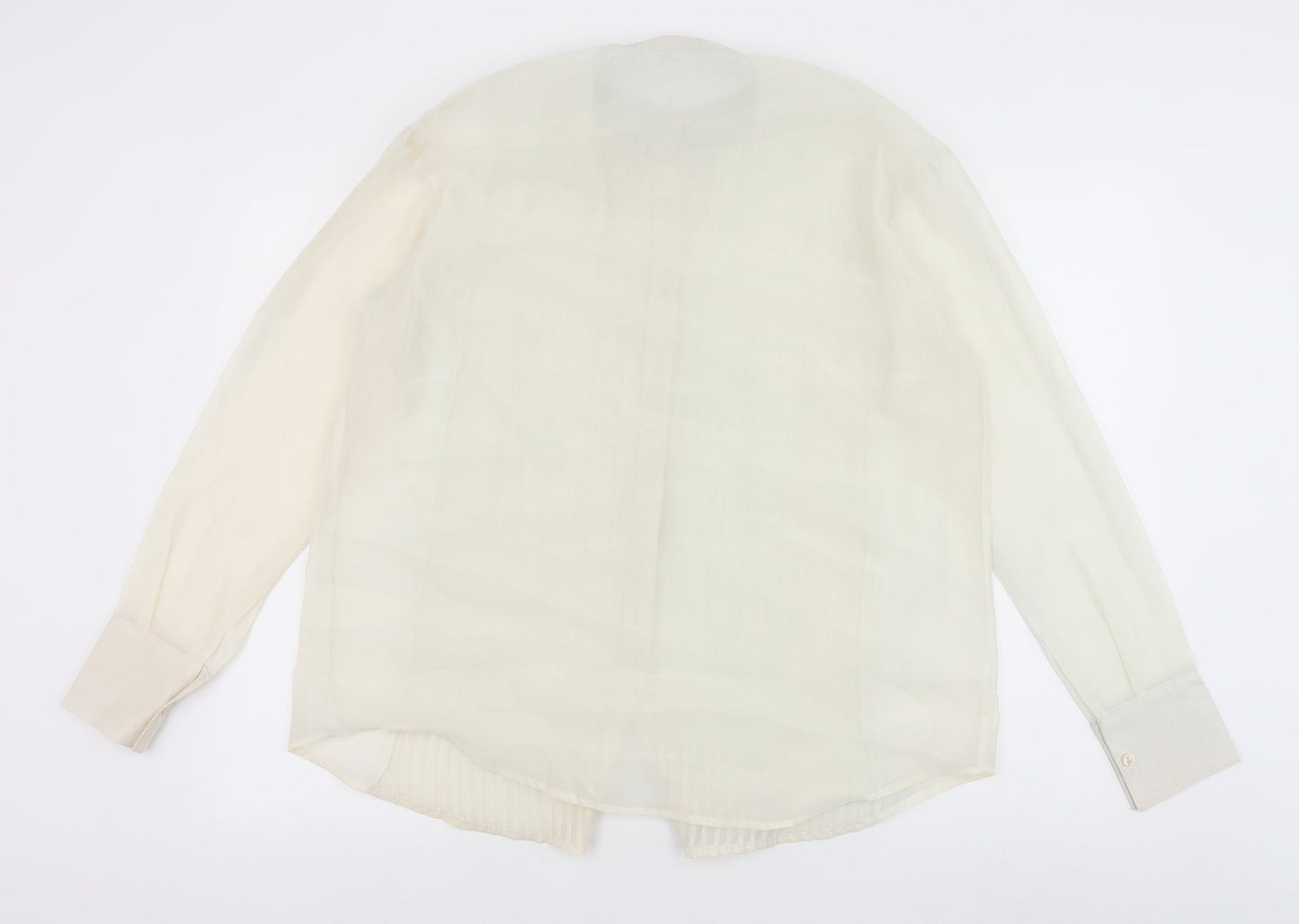 Tranali Womens Ivory Polyester Basic Button-Up Size S Collared