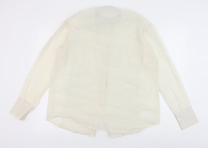 Tranali Womens Ivory Polyester Basic Button-Up Size S Collared