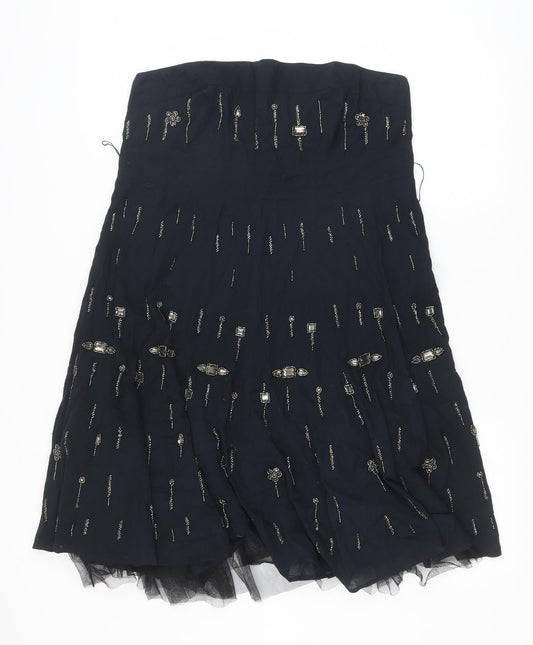 Debenhams Womens Black Polyester A-Line Size 16 Off the Shoulder Zip