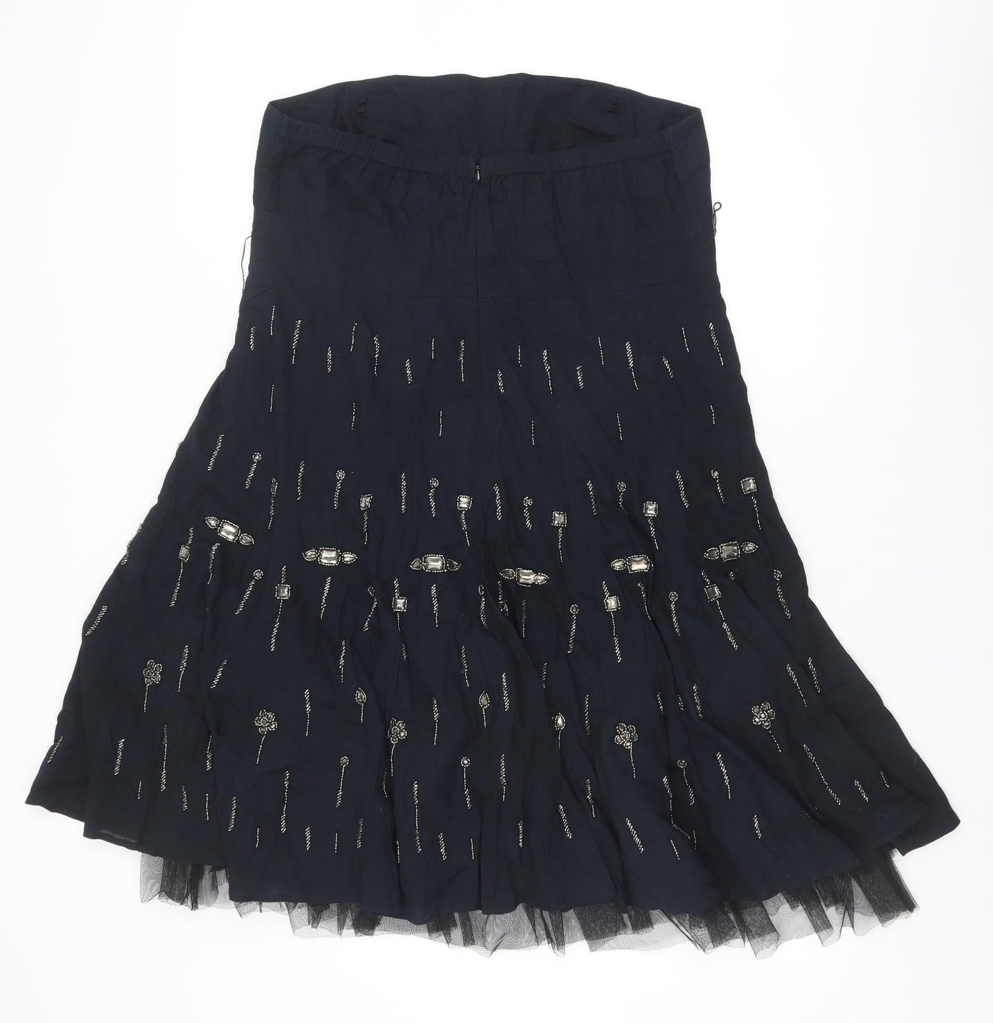 Debenhams Womens Black Polyester A-Line Size 16 Off the Shoulder Zip