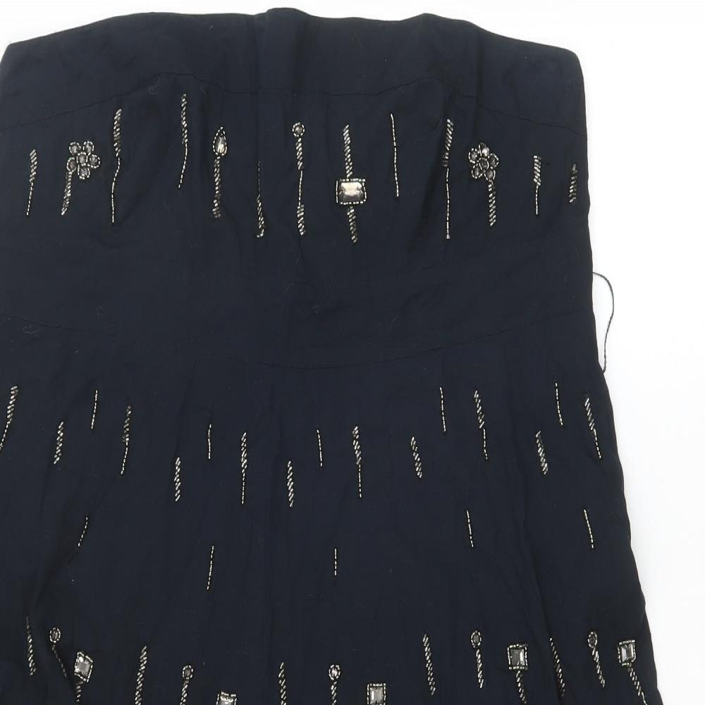 Debenhams Womens Black Polyester A-Line Size 16 Off the Shoulder Zip