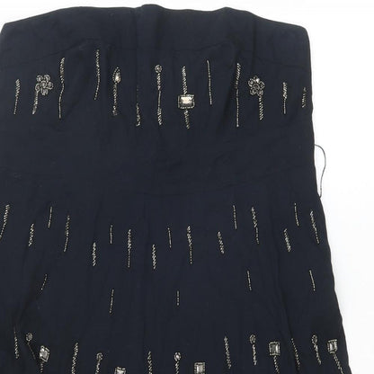 Debenhams Womens Black Polyester A-Line Size 16 Off the Shoulder Zip