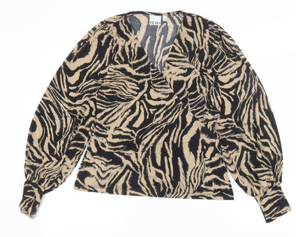 Womens UK Size S ICHI Brown Basic Blouse