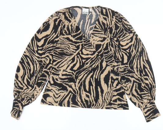 Womens UK Size S ICHI Brown Basic Blouse