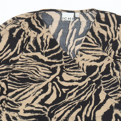 Womens UK Size S ICHI Brown Basic Blouse