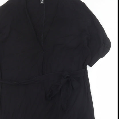 New Look Womens Black Viscose A-Line Size 10 V-Neck Pullover