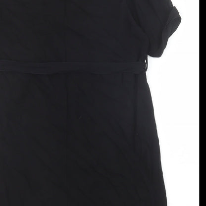 New Look Womens Black Viscose A-Line Size 10 V-Neck Pullover