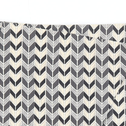 Topshop Womens Black Geometric Polyester Basic Shorts Size 14 Regular Zip