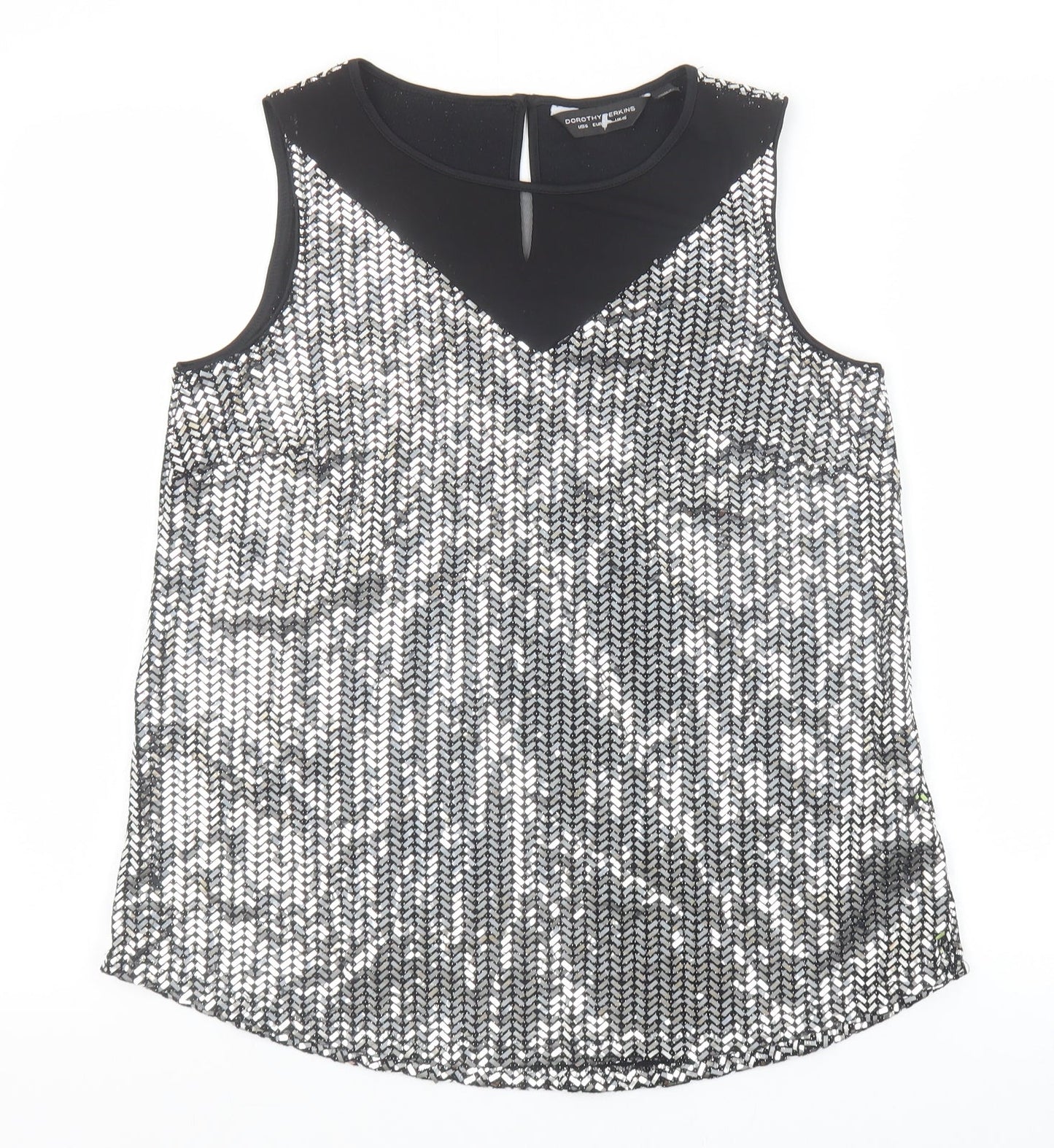 Womens UK Size 10 Dorothy Perkins Silver Basic Tank