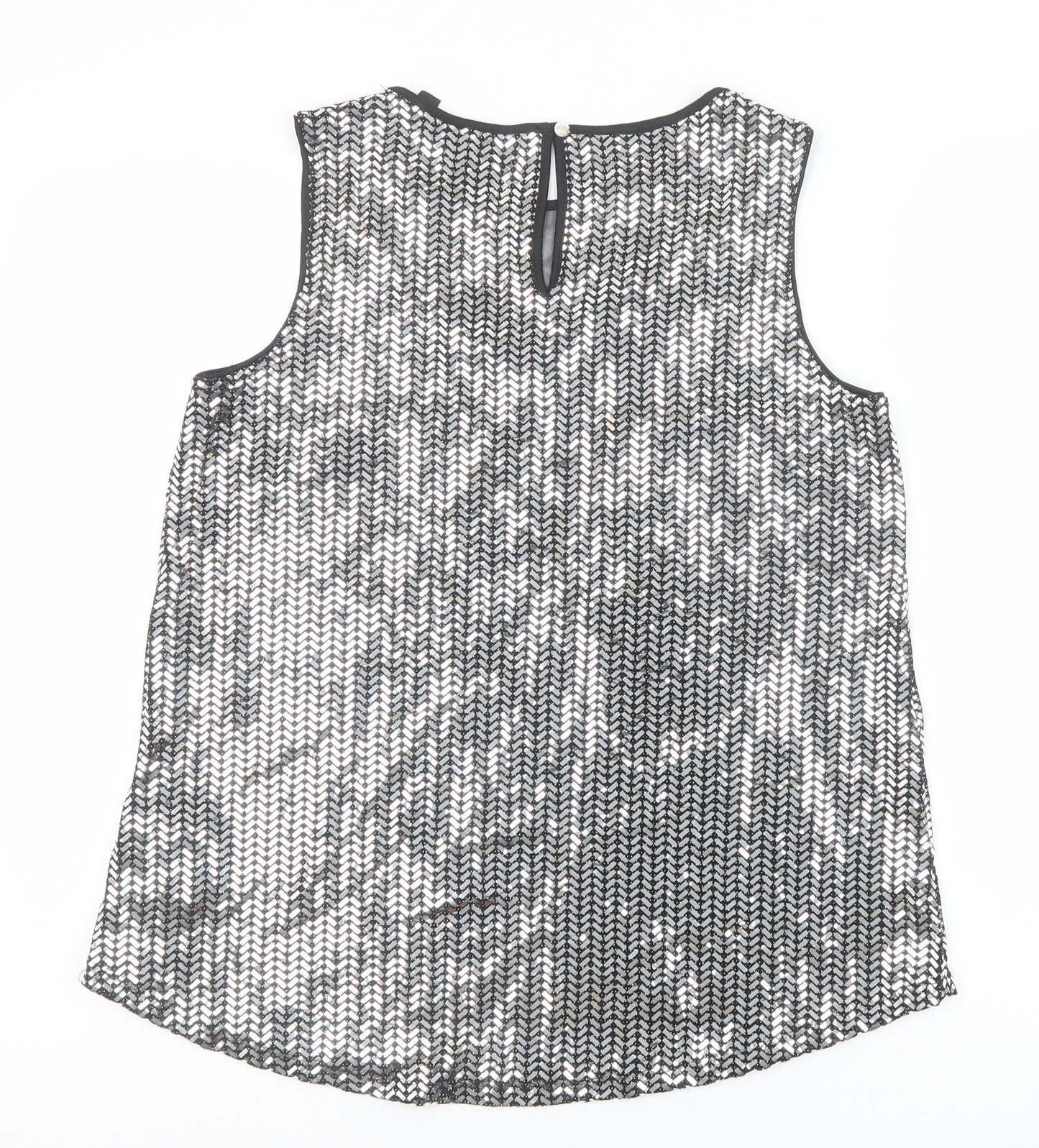 Womens UK Size 10 Dorothy Perkins Silver Basic Tank