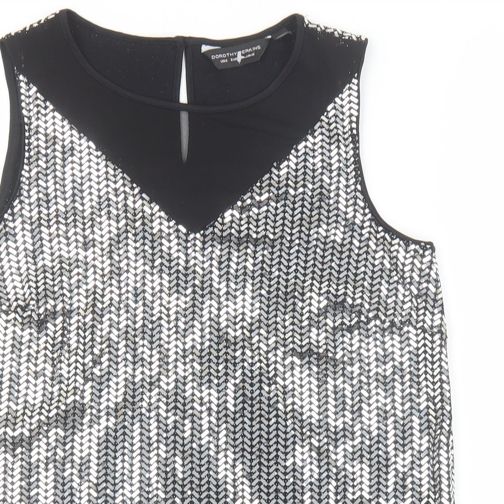 Womens UK Size 10 Dorothy Perkins Silver Basic Tank