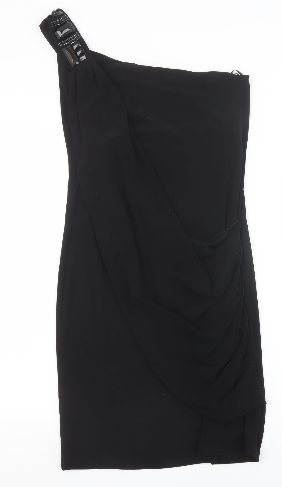 George Womens Black Polyester Pencil Dress Size 12 One Shoulder Pullover