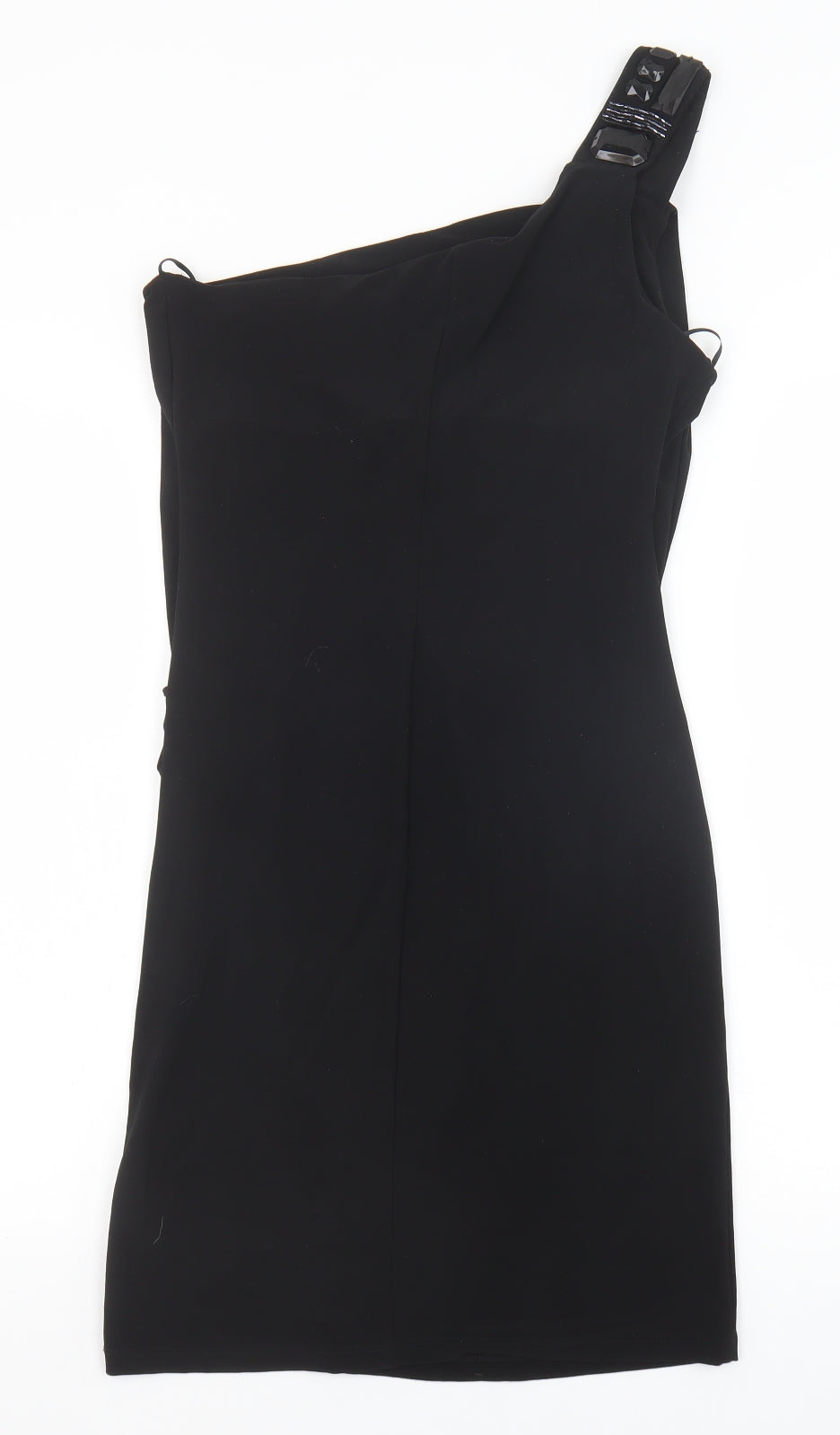 George Womens Black Polyester Pencil Dress Size 12 One Shoulder Pullover