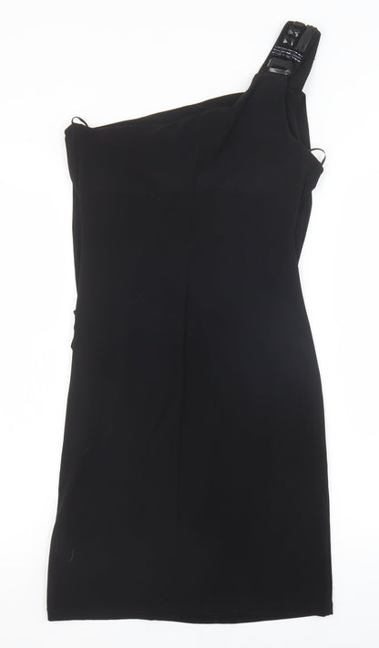 George Womens Black Polyester Pencil Dress Size 12 One Shoulder Pullover