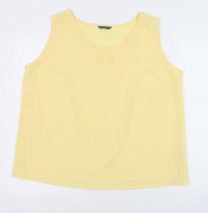 Debenhams Womens Yellow Polyester Basic Tank Size 14 Round Neck