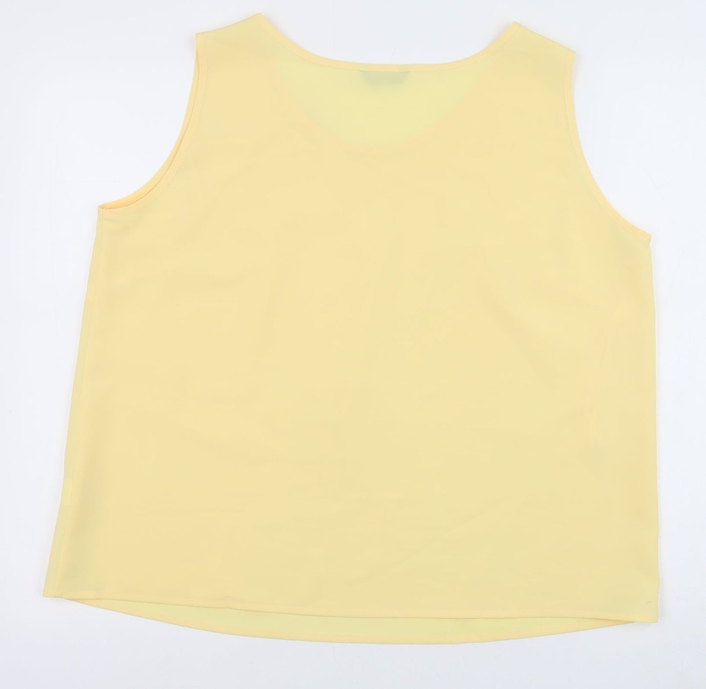 Debenhams Womens Yellow Polyester Basic Tank Size 14 Round Neck