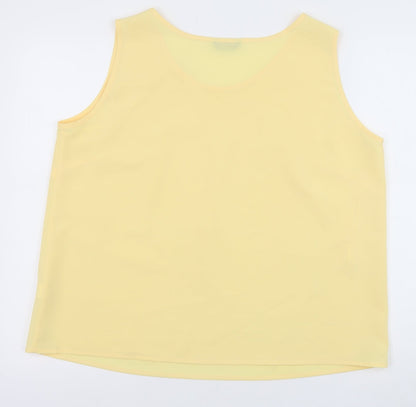 Debenhams Womens Yellow Polyester Basic Tank Size 14 Round Neck