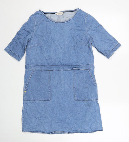 F&F Womens Blue Cotton A-Line Size 8 Round Neck Pullover