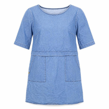 F&F Womens Blue Cotton A-Line Size 8 Round Neck Pullover