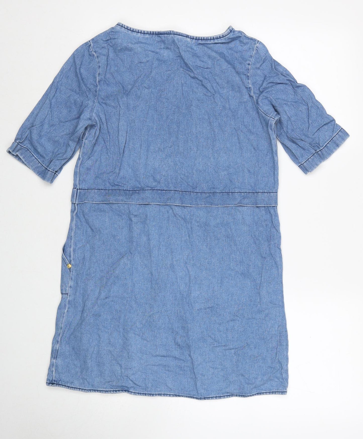 F&F Womens Blue Cotton A-Line Size 8 Round Neck Pullover