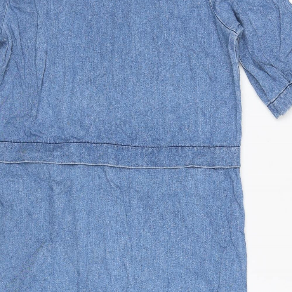 F&F Womens Blue Cotton A-Line Size 8 Round Neck Pullover