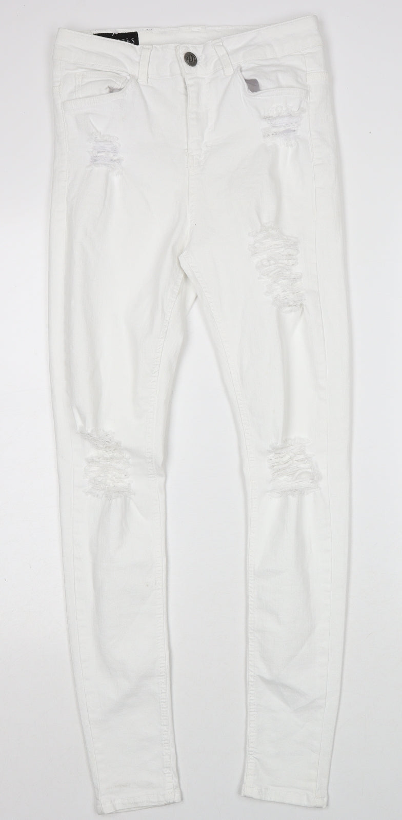 Sinners Womens White Cotton Skinny Jeans Size S Regular Zip