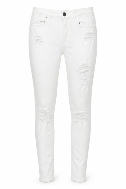 Sinners Womens White Cotton Skinny Jeans Size S Regular Zip