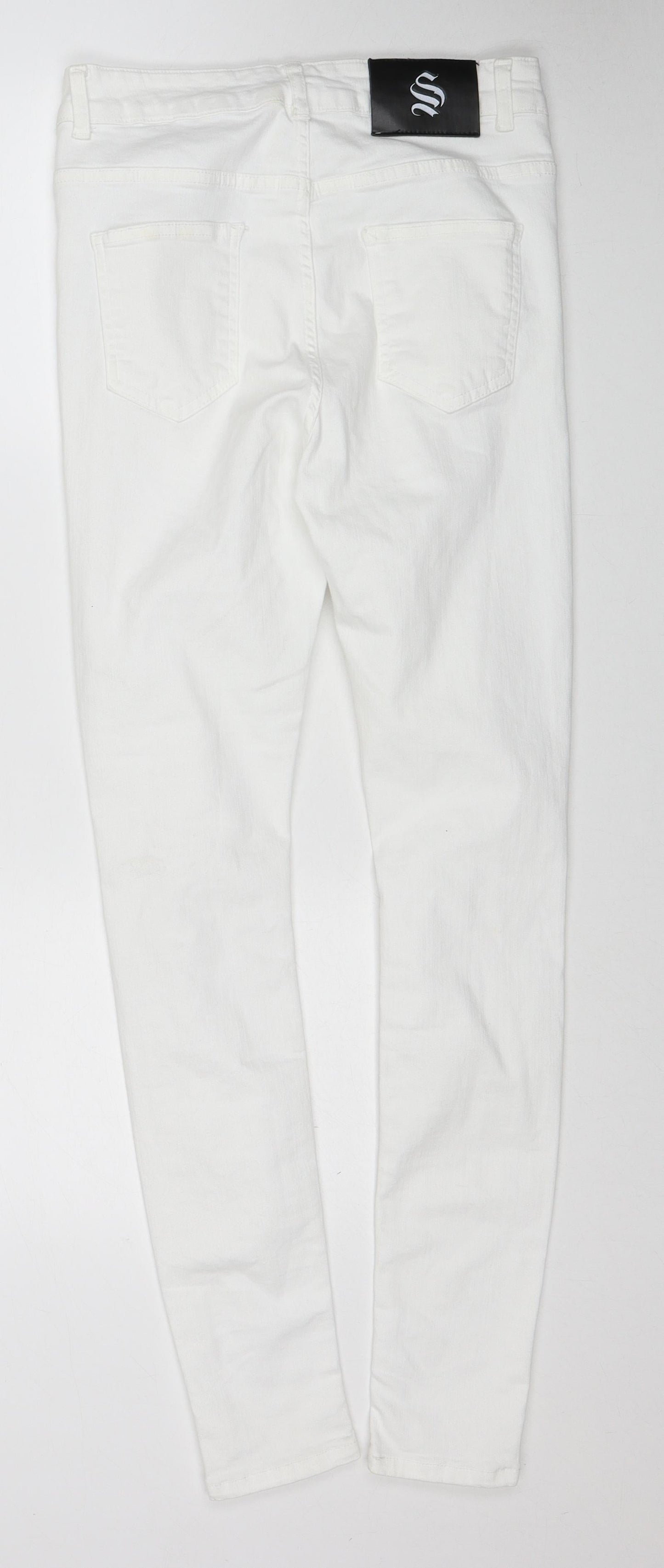 Sinners Womens White Cotton Skinny Jeans Size S Regular Zip