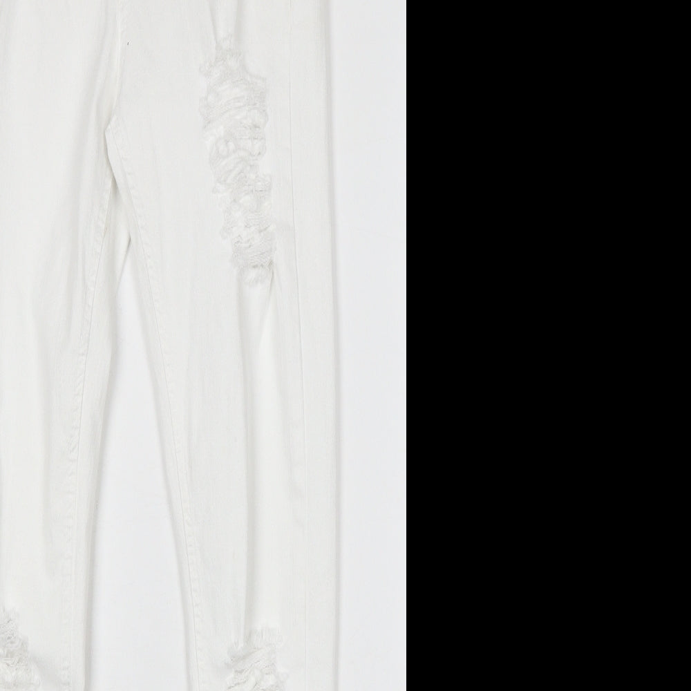 Sinners Womens White Cotton Skinny Jeans Size S Regular Zip