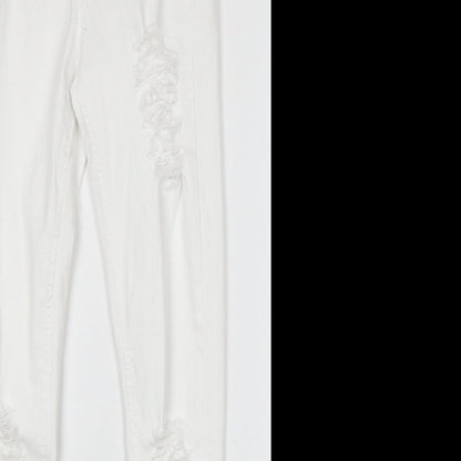 Sinners Womens White Cotton Skinny Jeans Size S Regular Zip