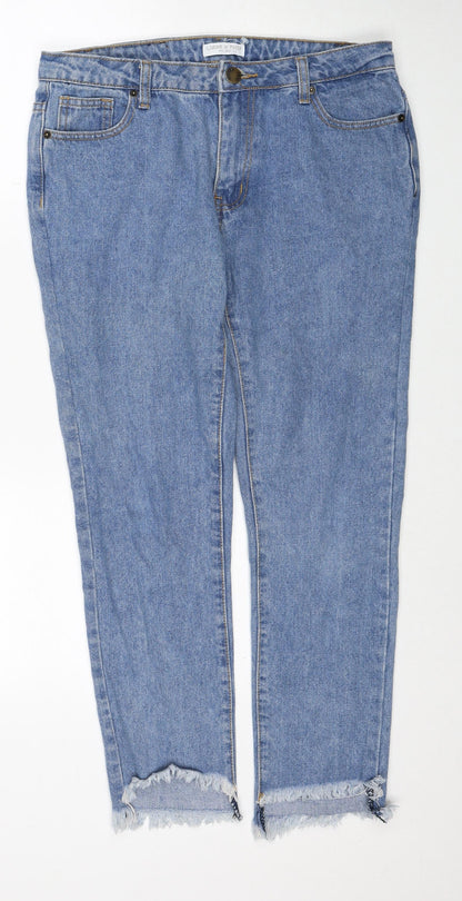 Liquor & Poker Womens Blue Cotton Straight Jeans Size 10 Regular Zip