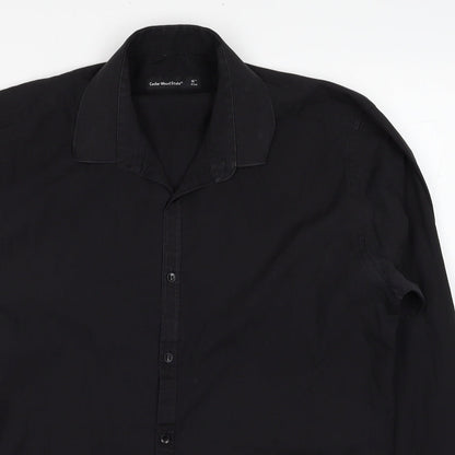 Mens UK Size 16 Cedar Wood State Black  Button-Up Long Sleeve Casual Shirt