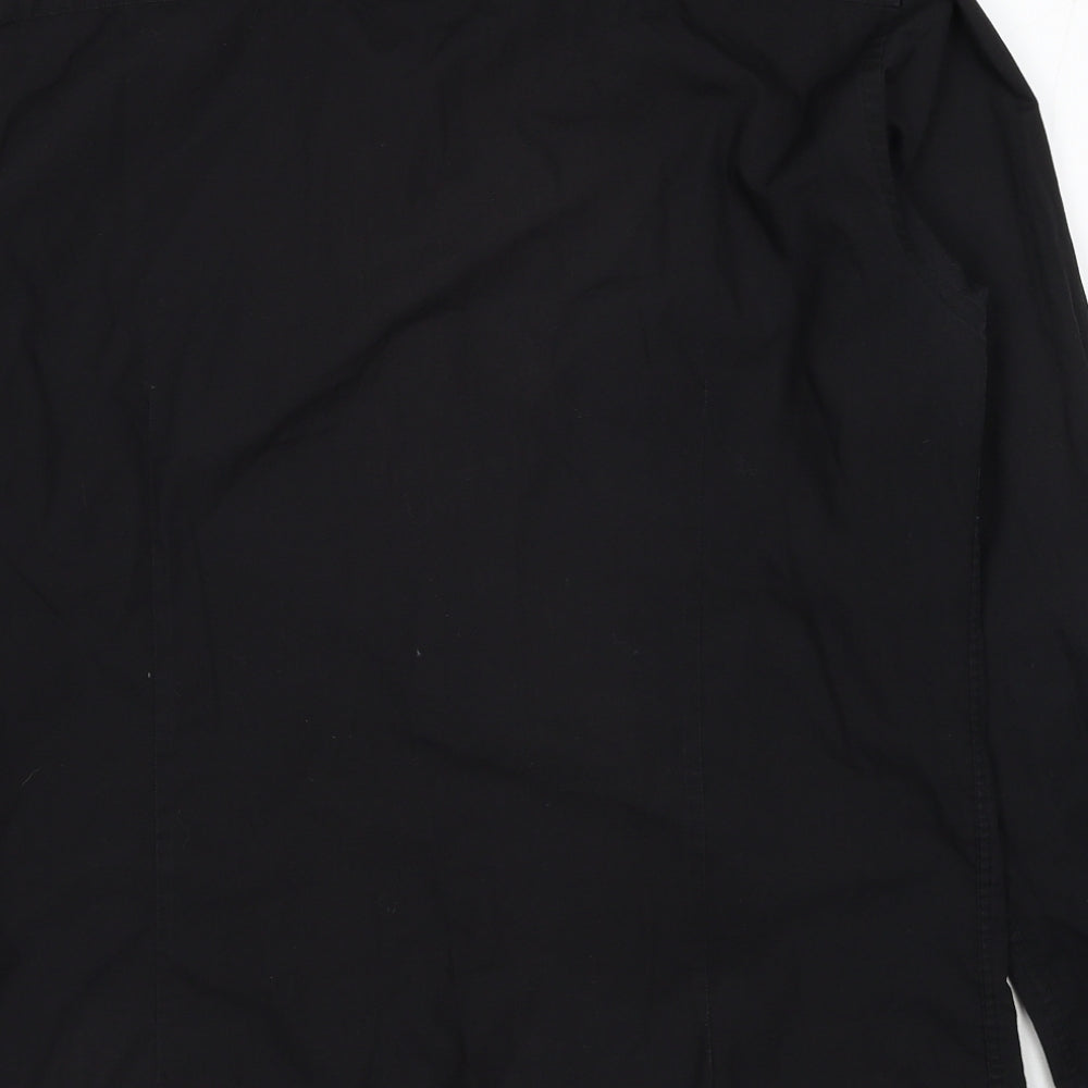 Mens UK Size 16 Cedar Wood State Black  Button-Up Long Sleeve Casual Shirt
