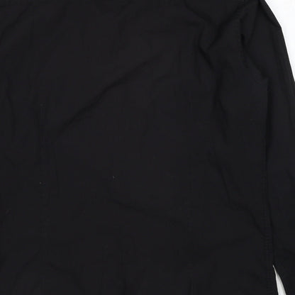 Mens UK Size 16 Cedar Wood State Black  Button-Up Long Sleeve Casual Shirt