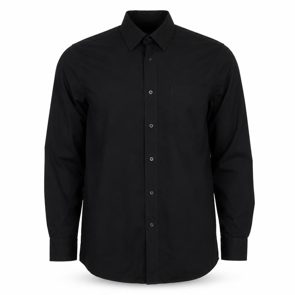 Mens UK Size 14.5 George Black  Button-Up Long Sleeve Casual Shirt