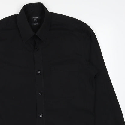 George Mens Black Polyester Button-Up Size 14.5 Collared Button