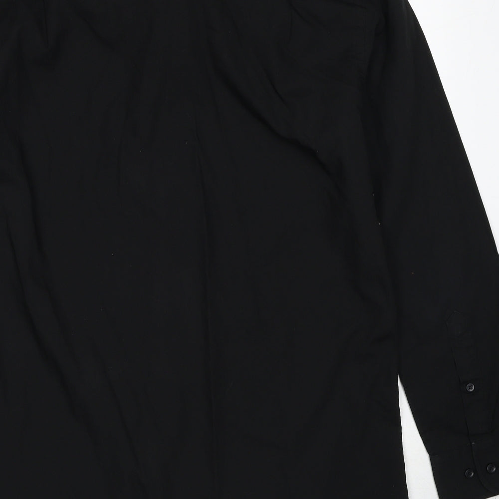 George Mens Black Polyester Button-Up Size 14.5 Collared Button