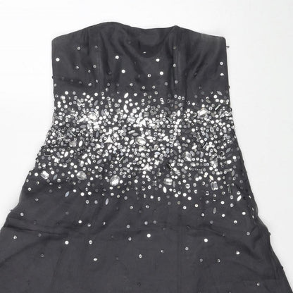 Monsoon Womens Grey Polyester A-Line Size 12 Off the Shoulder Zip